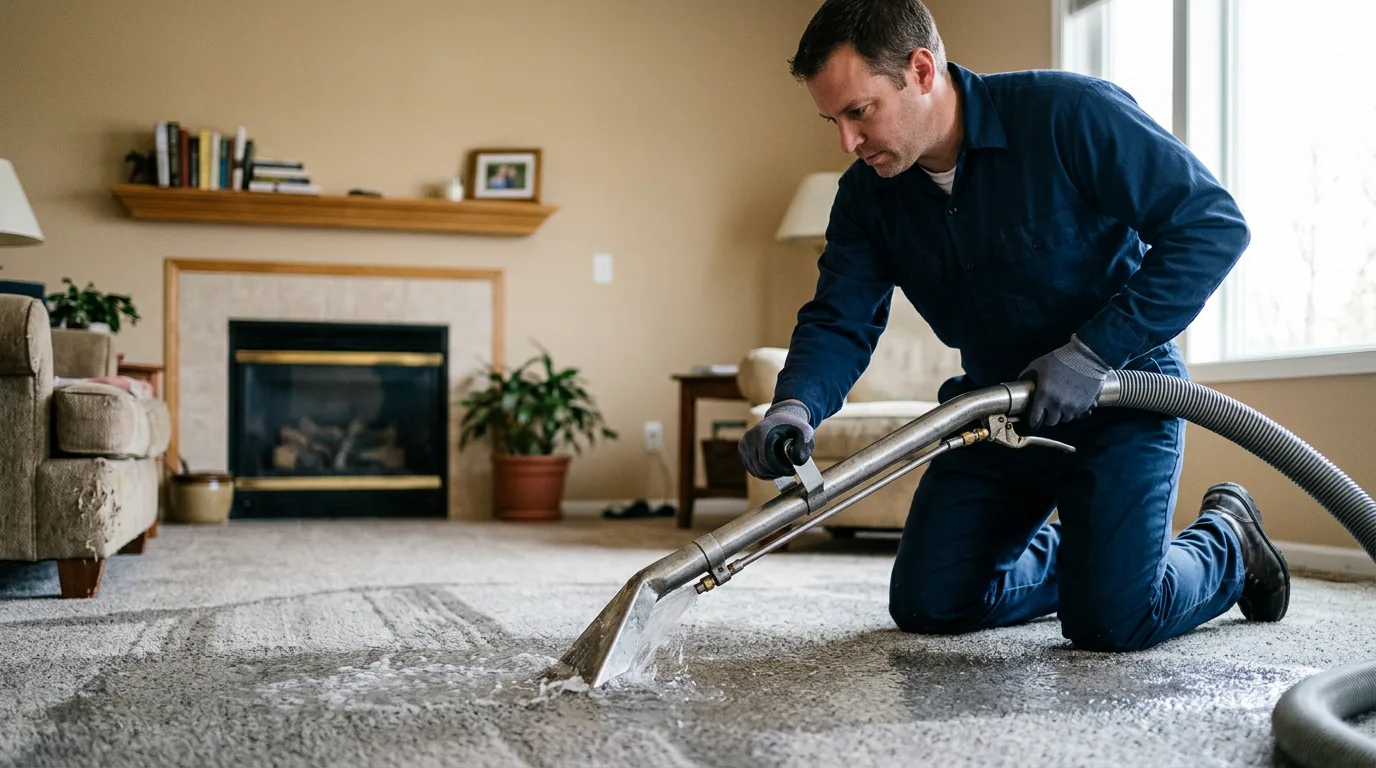 Water damage restoration technician working near Deer Creek, IL